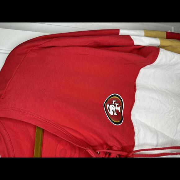 New Era Red/White San Francisco 49ers Athletic Varsity Lace-Up Long Sleeve - Picture 4 of 5